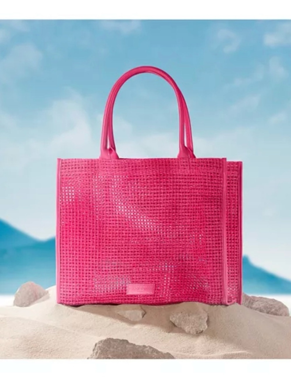 Lancome Bright Pink Woven Tote